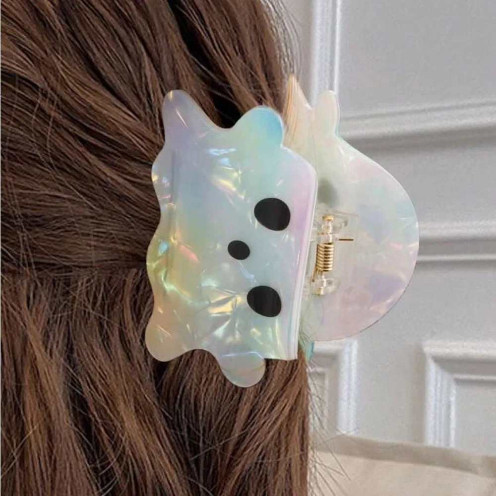 1Pc Dazzling Colors Ghost Shaped Hair Clip - Unique Acetate Claw Clip